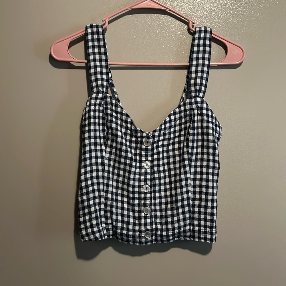 Small plaid navy tank top. Abercrombie & Fitch